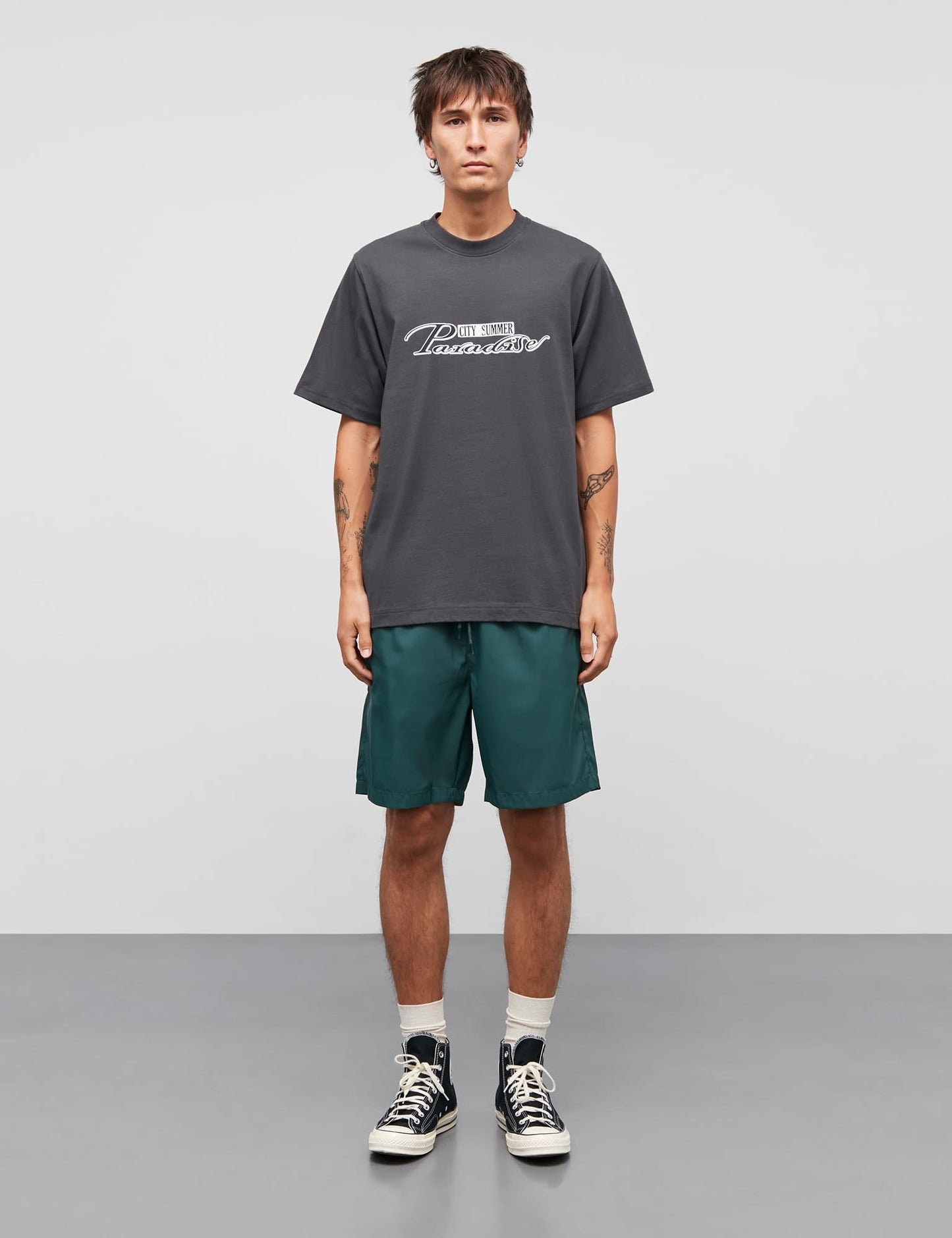 Cotton Jersey Frode Paradise Tee, Black Oyster