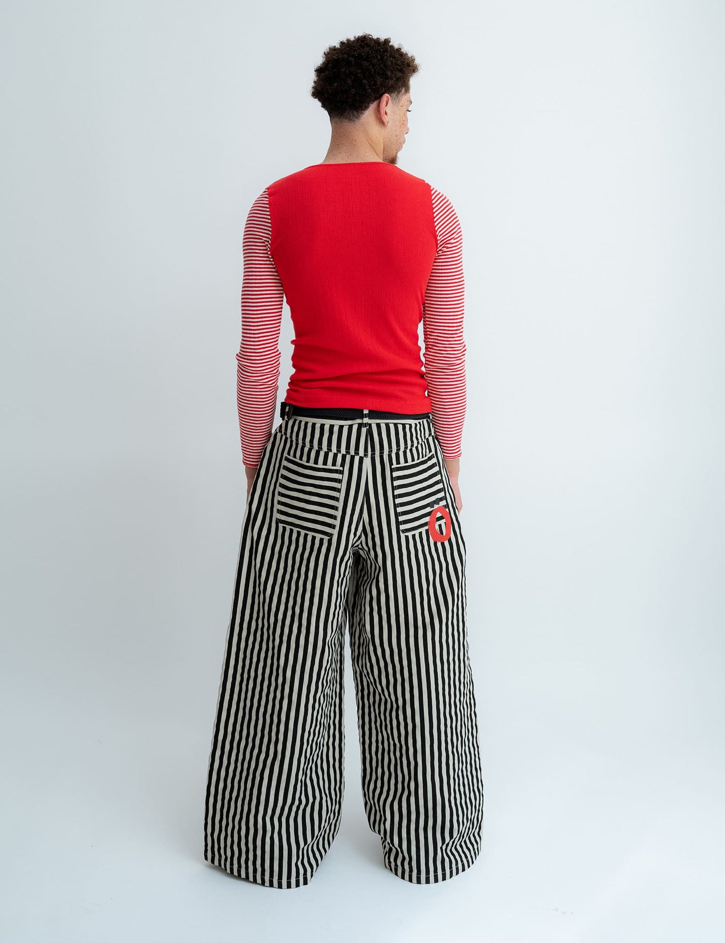 Nabia Pants, Black/White Stripes