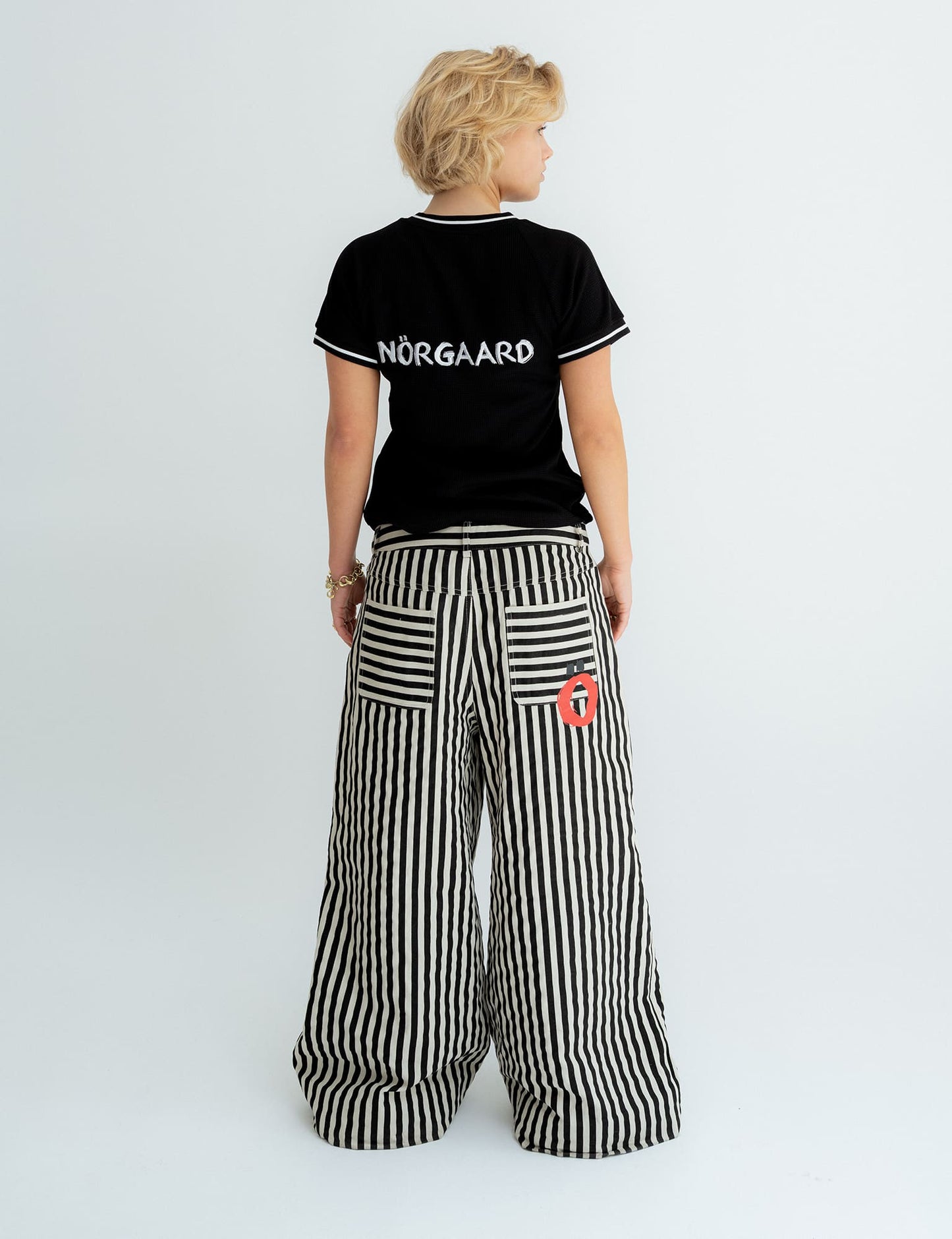 Nabia Pants, Black/White Stripes