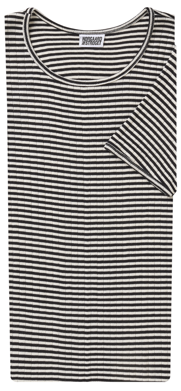 101 Short Sleeve Fine Stripe, Black/Ecru