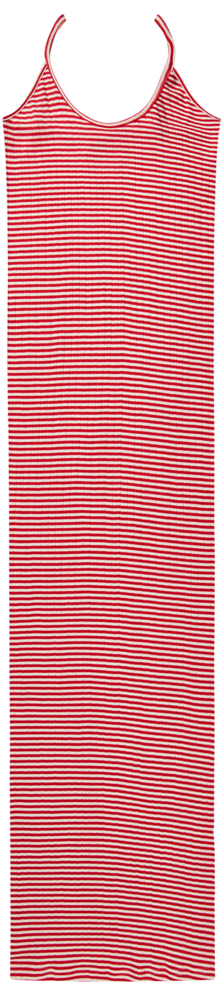 NPS Strap Dress Fine Stripe, Red/Ecru