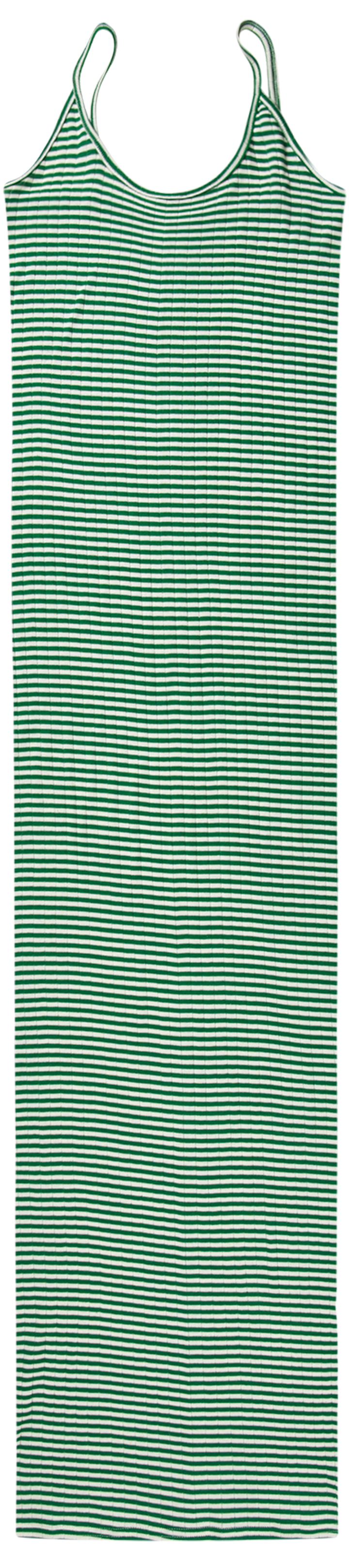 NPS Strap Dress Fine Stripe, Green/Ecru