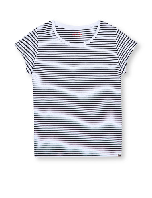 Fine Jersey Stripe Teasy Tee FAV, White/Black