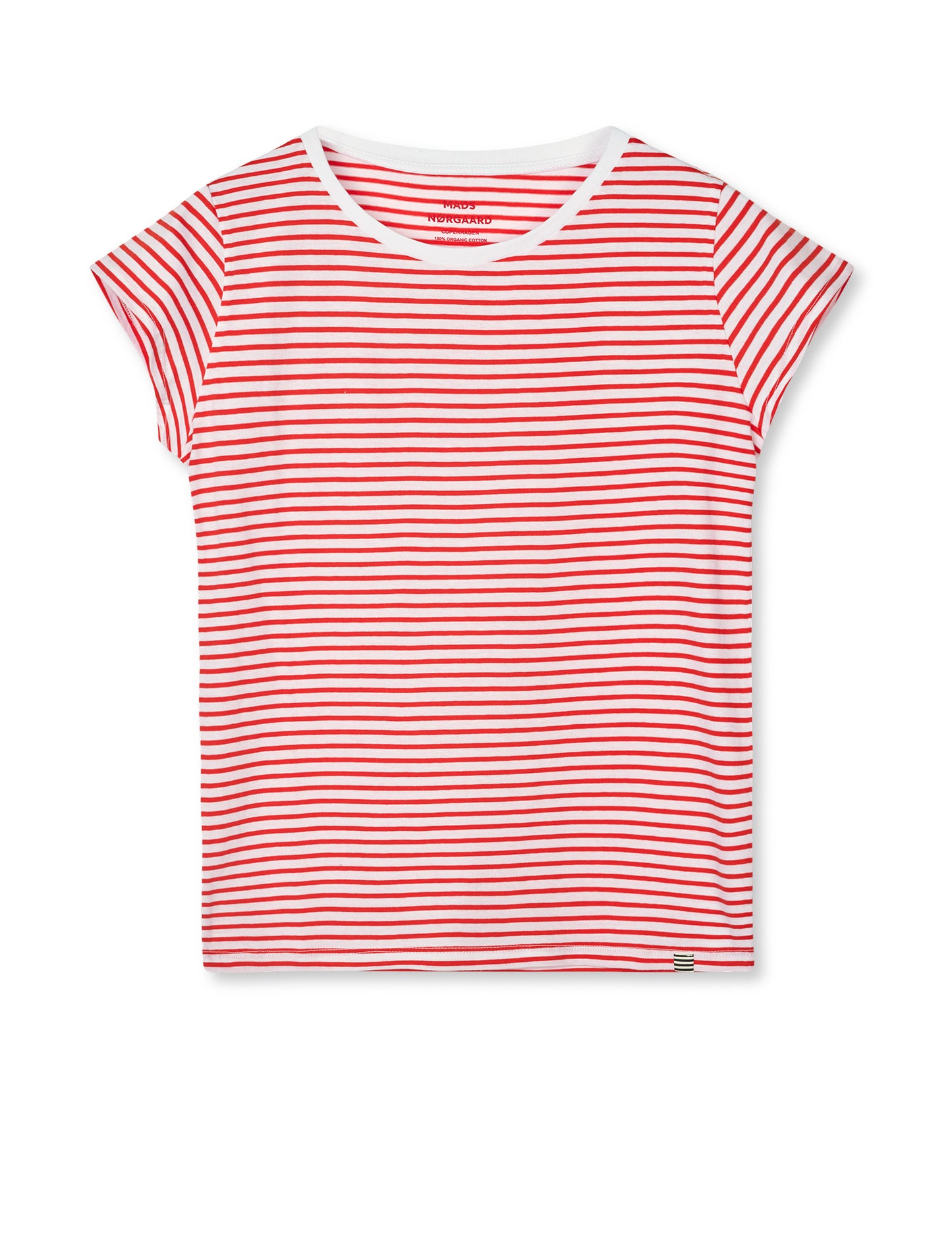 Fine Jersey Stripe Teasy Tee FAV, Fiery Red/Brilliant White