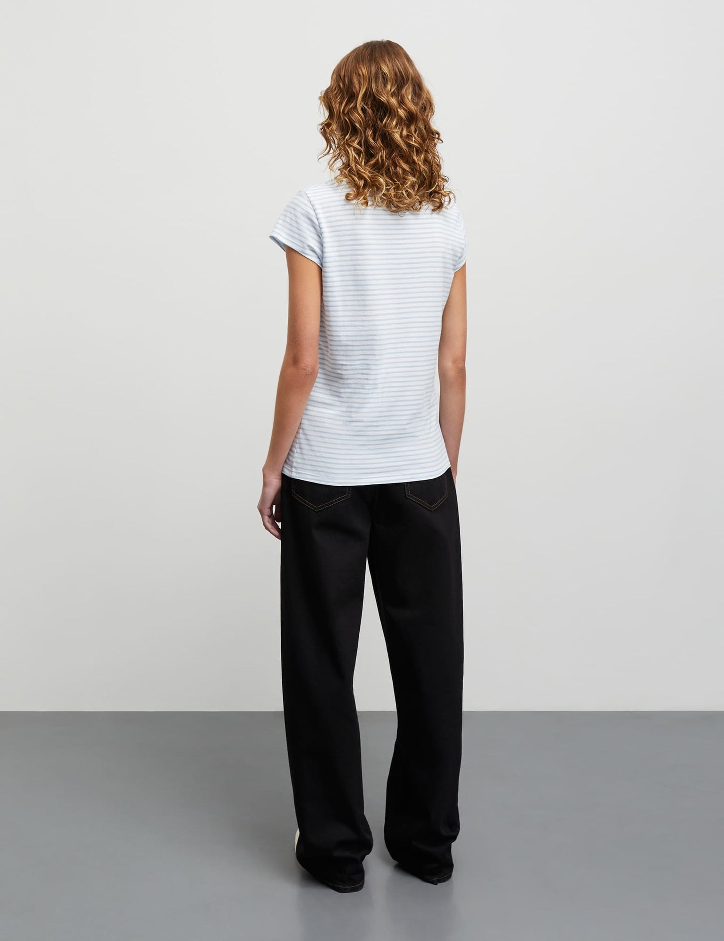 Fine Jersey Stripe Teasy Tee FAV, Cashmere Blue/Brilliant White