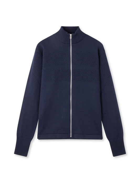 Wool Klemens Zip Knit, Sky Captain