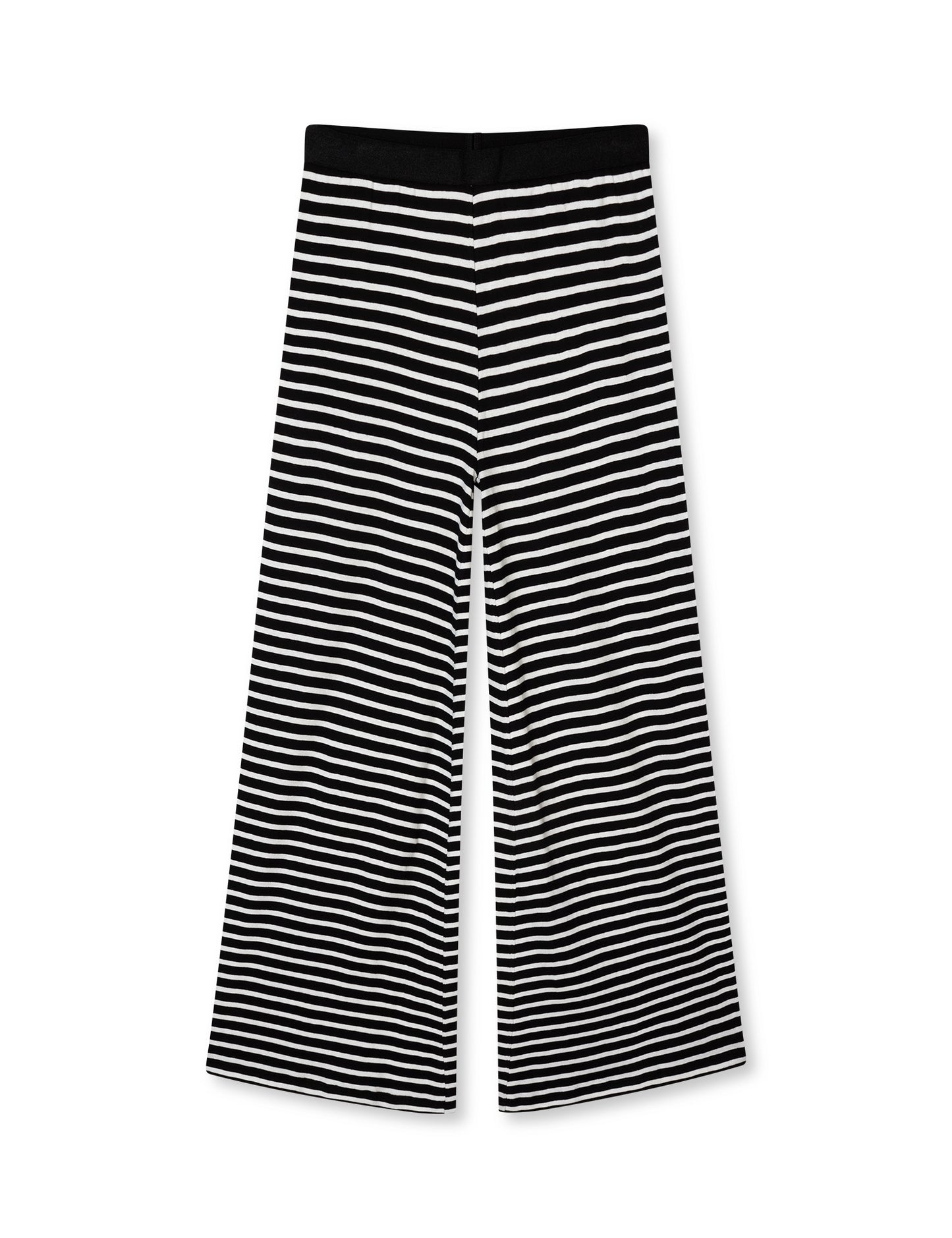 2x2 Cotton Stripe Veran Pants, Black/White Alyssum