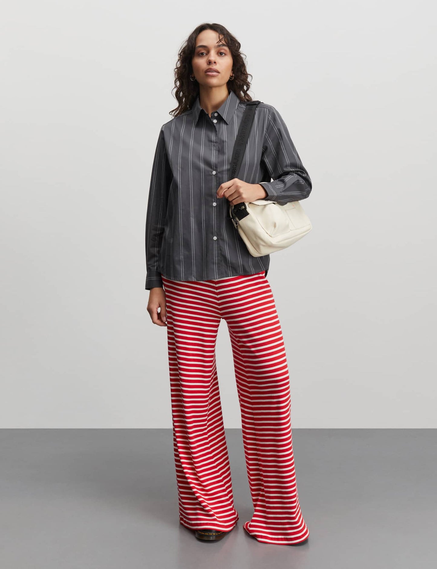 2x2 Cotton Stripe Veran Pants, High Risk Red/White Alyssum