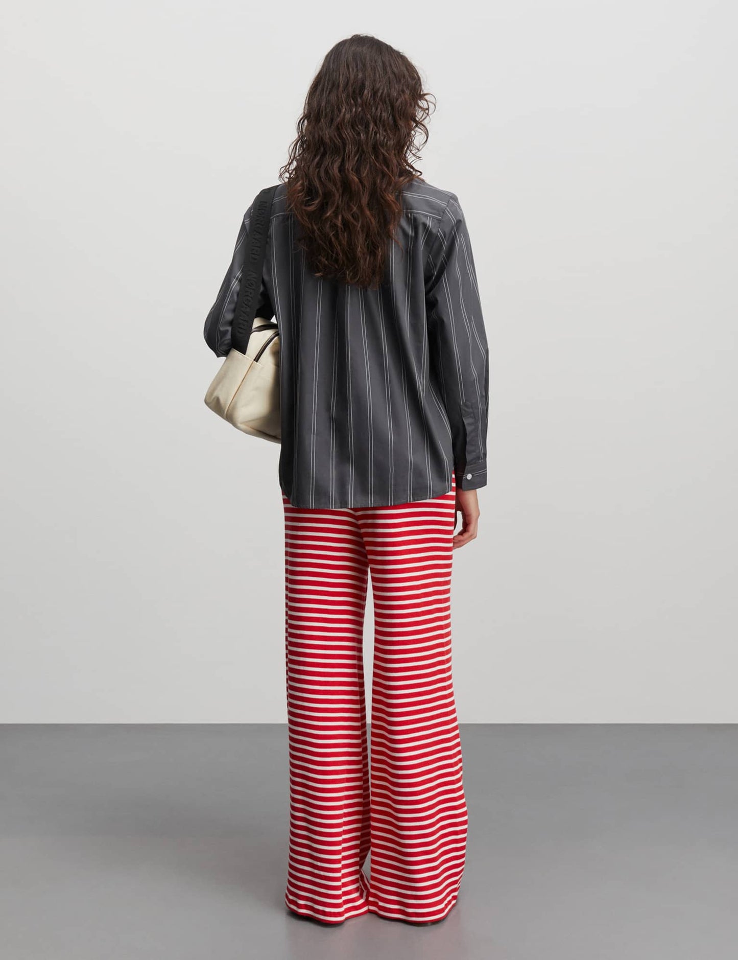 2x2 Cotton Stripe Veran Pants, High Risk Red/White Alyssum