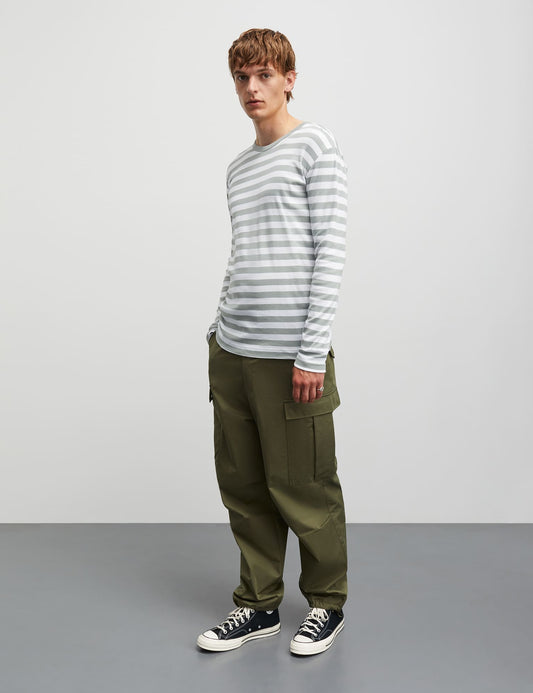 Midi Rib Tobias Tee LS, Moon Mist/White