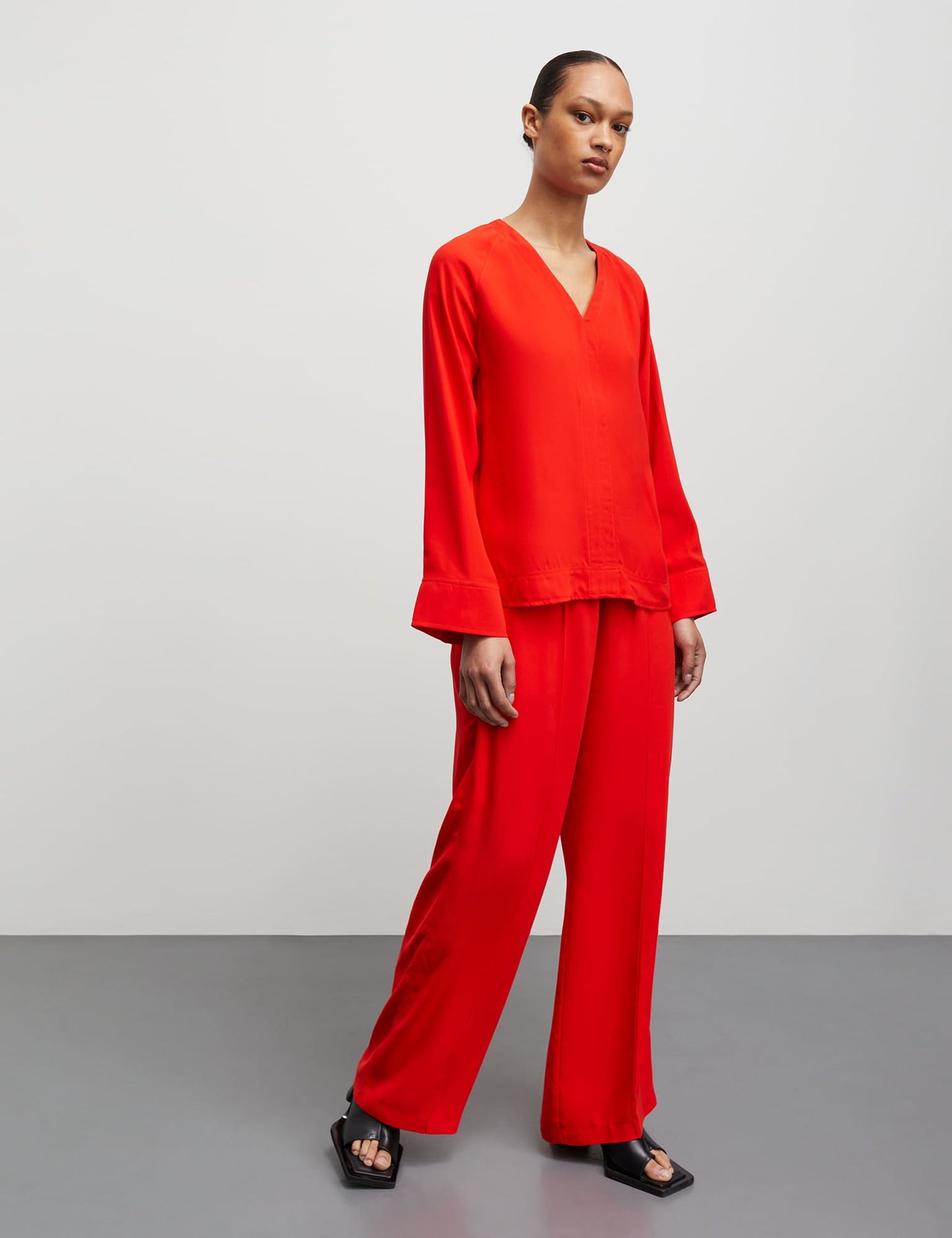 Light Crepe Harper Pants, Fiery Red