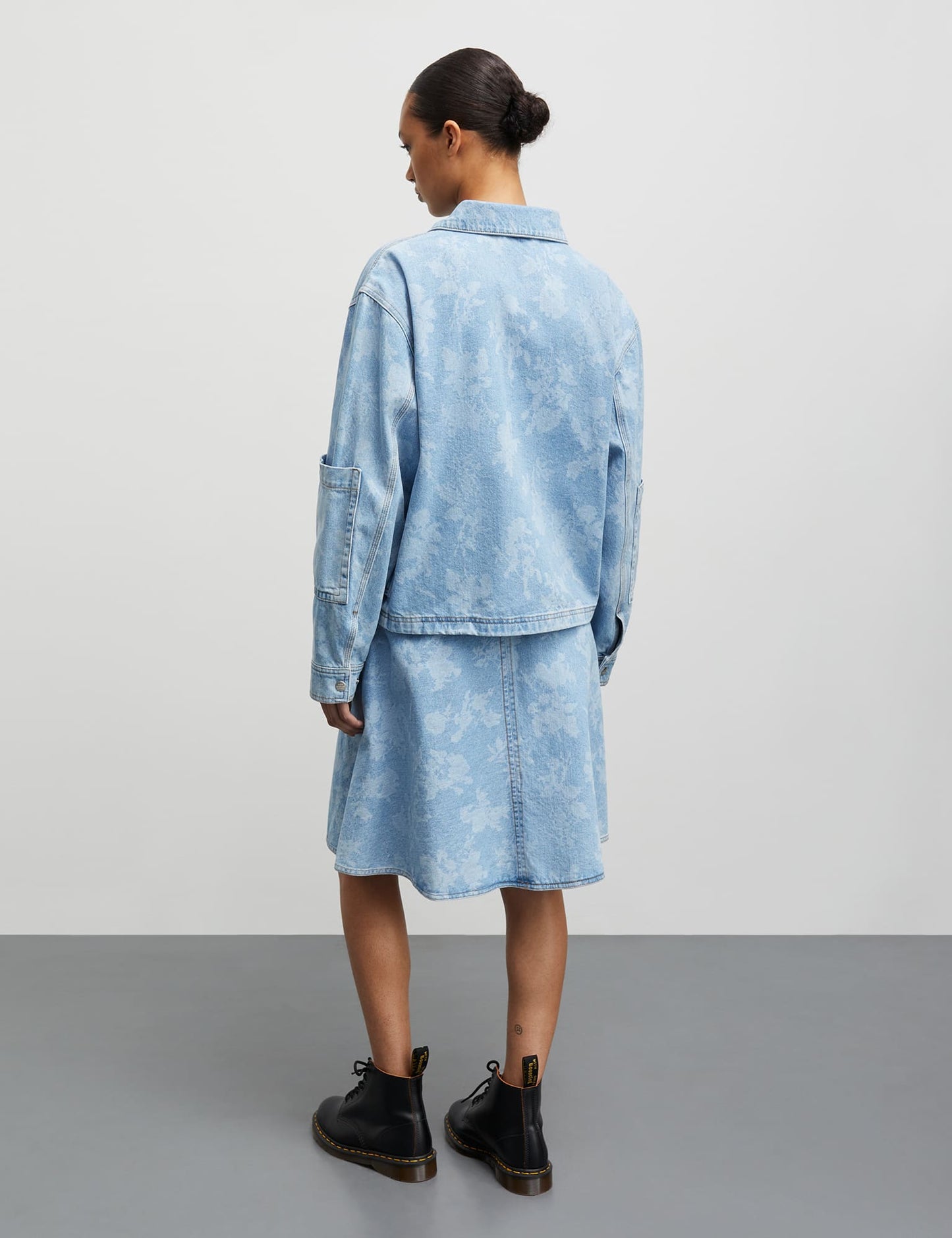 Art Denim Soleil Jacket, Light Denim/Ink Flower AOP