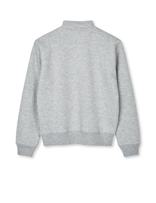 Mix Sweat Crewie Half Zip Sweatshirt, Grey Melange