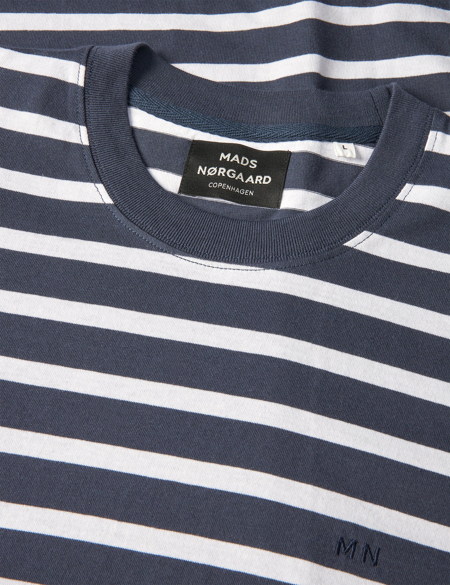 Cotton Jersey Stripe Frode Tee, White/Parisian Night