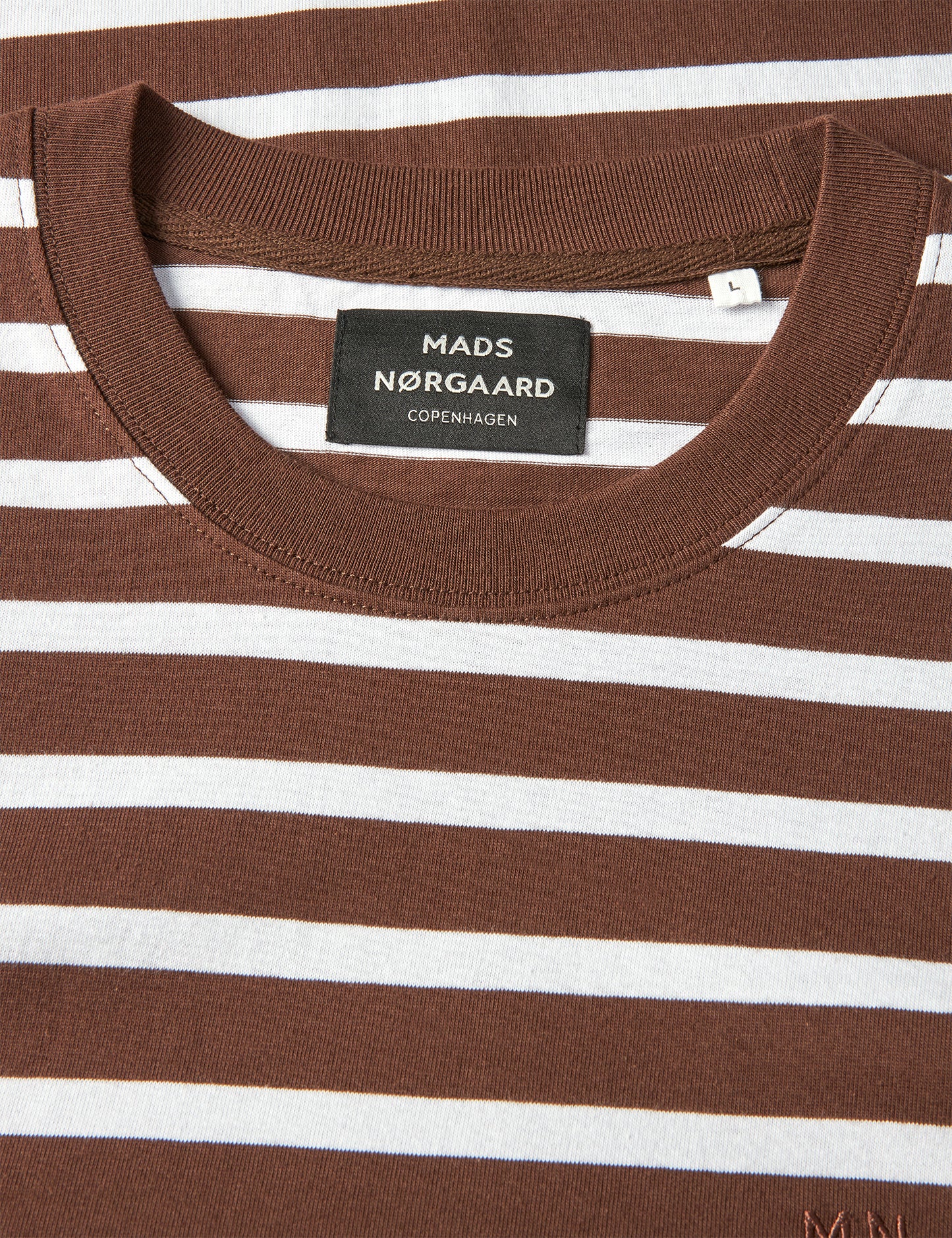 Cotton Jersey Stripe Frode Tee LS, White/Chicory Coffee