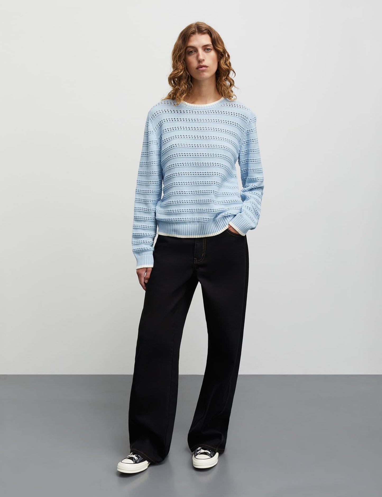 Tight Cotton Ingrid Knit, Cashmere Blue/Vanilla Ice