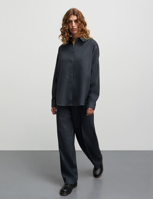 Pinstripe Melange Crelly Shirt, Parisian Night Melange