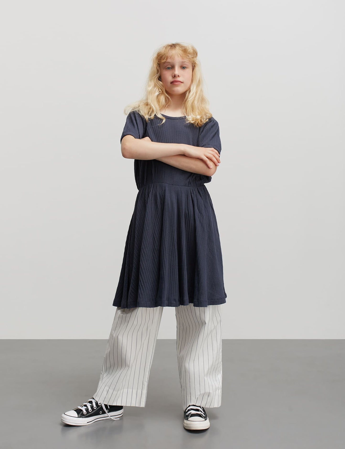 Crisp Poplin Pipa Pants, Pinstripe/Parisian Night