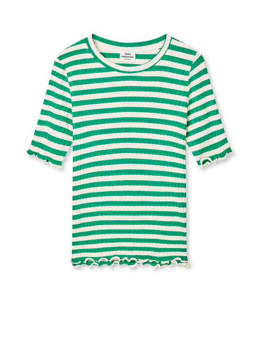 5x5 Classic Stripe Tuviana Tee, Vanilla Ice/Verdant Green