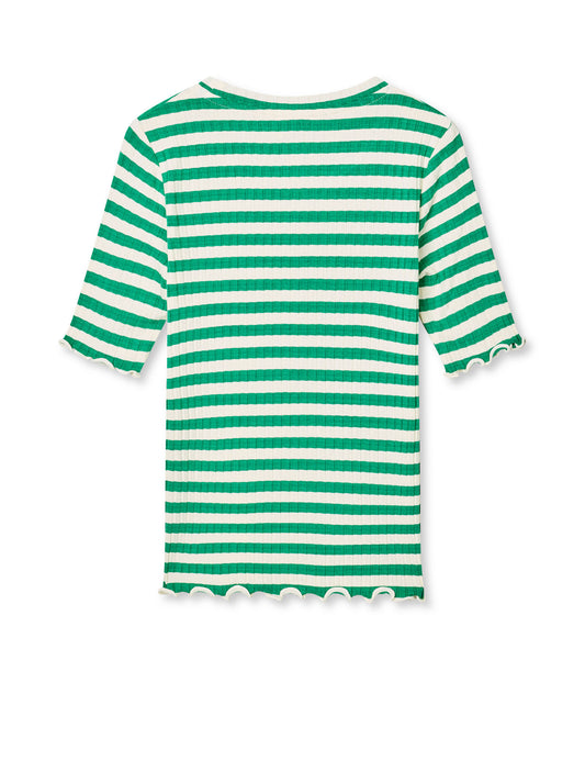 5x5 Classic Stripe Tuviana Tee, Vanilla Ice/Verdant Green