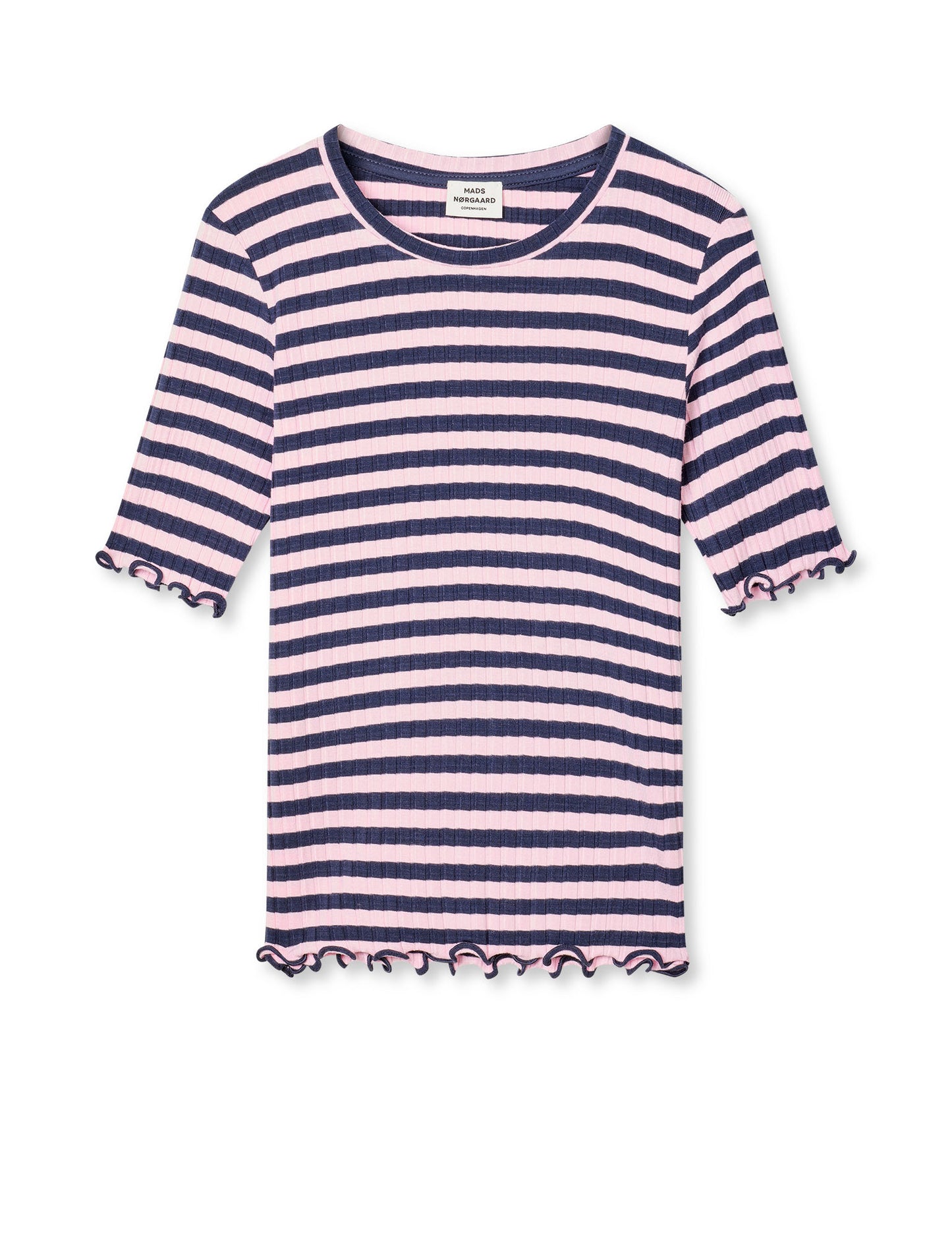 5x5 Classic Stripe Tuviana Tee, Parisian Night/Parfait Pink