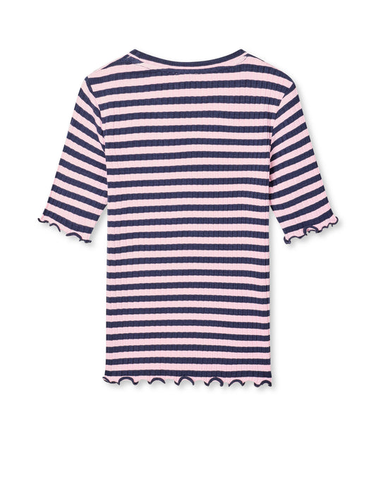 5x5 Classic Stripe Tuviana Tee, Parisian Night/Parfait Pink