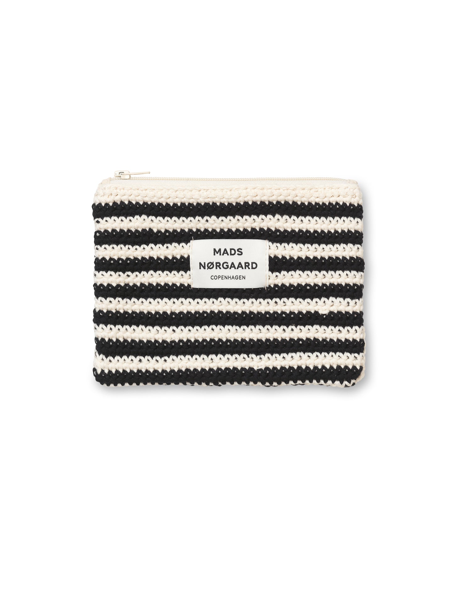 Milli Crochet Stripe Pouch, Black/Vanilla Ice