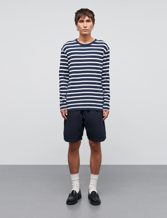 Trio Rib Tobias Tee LS, Parisian Night/Brilliant White