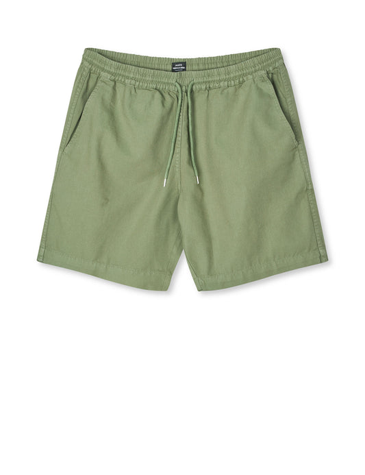 Dyed Canvas Beach Shorts, Oil Green