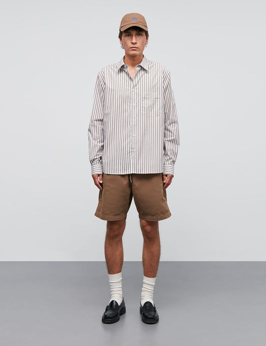 Prime Cotton Poplin Sune Shirt, Kangaroo/White