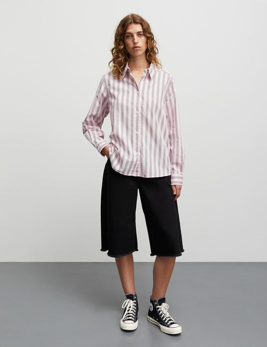 Poplinda Crane Shirt, Pinstripe/Parfait Pink