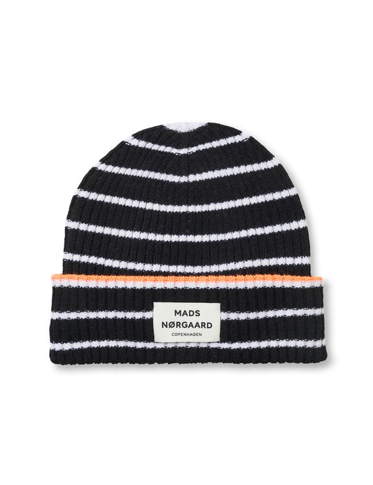 Yota Anju Stripe Beanie, Black/Vanilla Ice