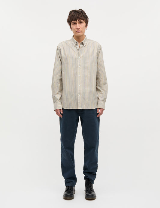 Cotton Oxford Sune Stripe Shirt BD FAV, Parisian Night/Beech