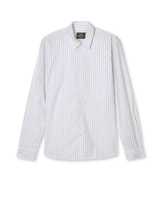 Prime Cotton Poplin Sune Shirt, White/Asphalt Stripe