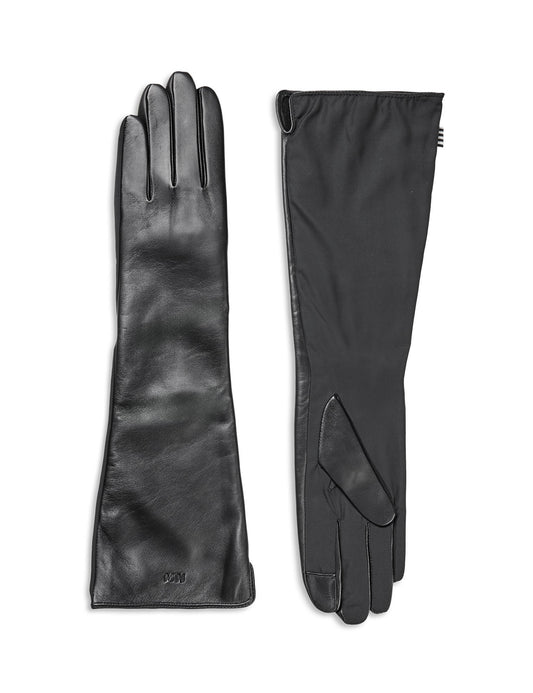 Tian Ace Long Leather Mix Glove, Black