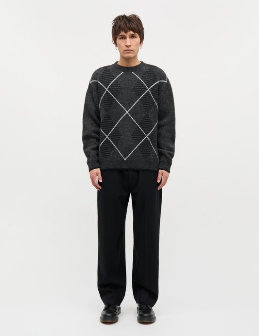 Comfy Wool Adam Argyle Knit, Asphalt