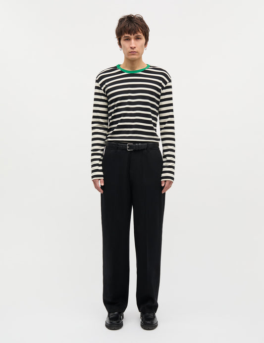 Fancy Wool Henry Pants, Black